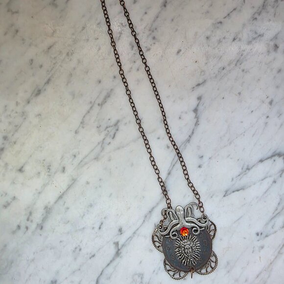 Steampunk Octopus Clock Necklace Sun Face Gear Pendant Statement Jewelry - Picture 3 of 6